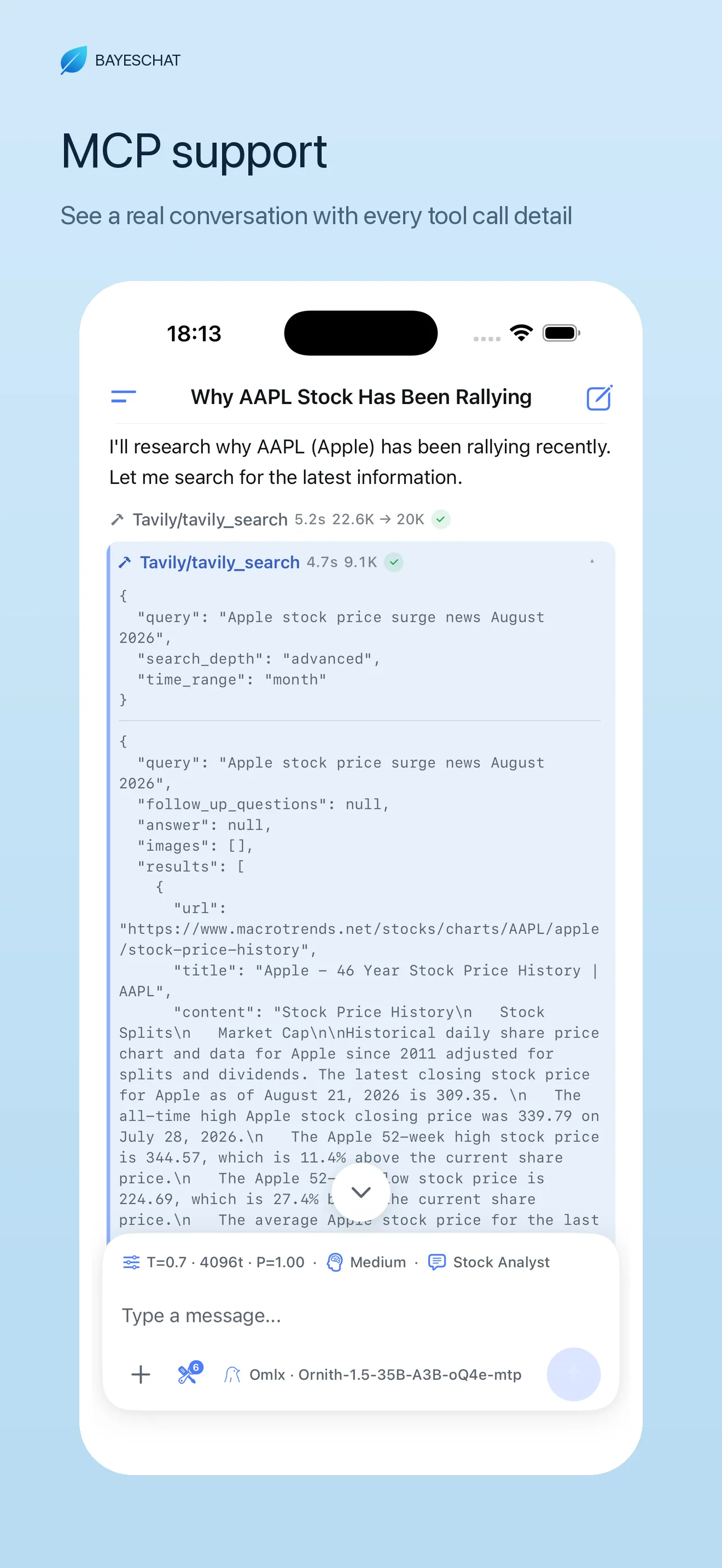BayesChat MCP tool call detail